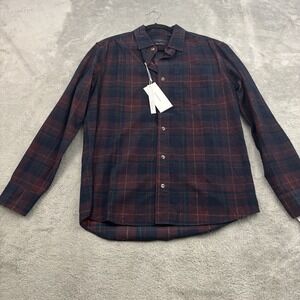 NWT 7Diamonds Peached Corduroy‎ Button Up Shirt Mens S Red Green Plaid Preppy